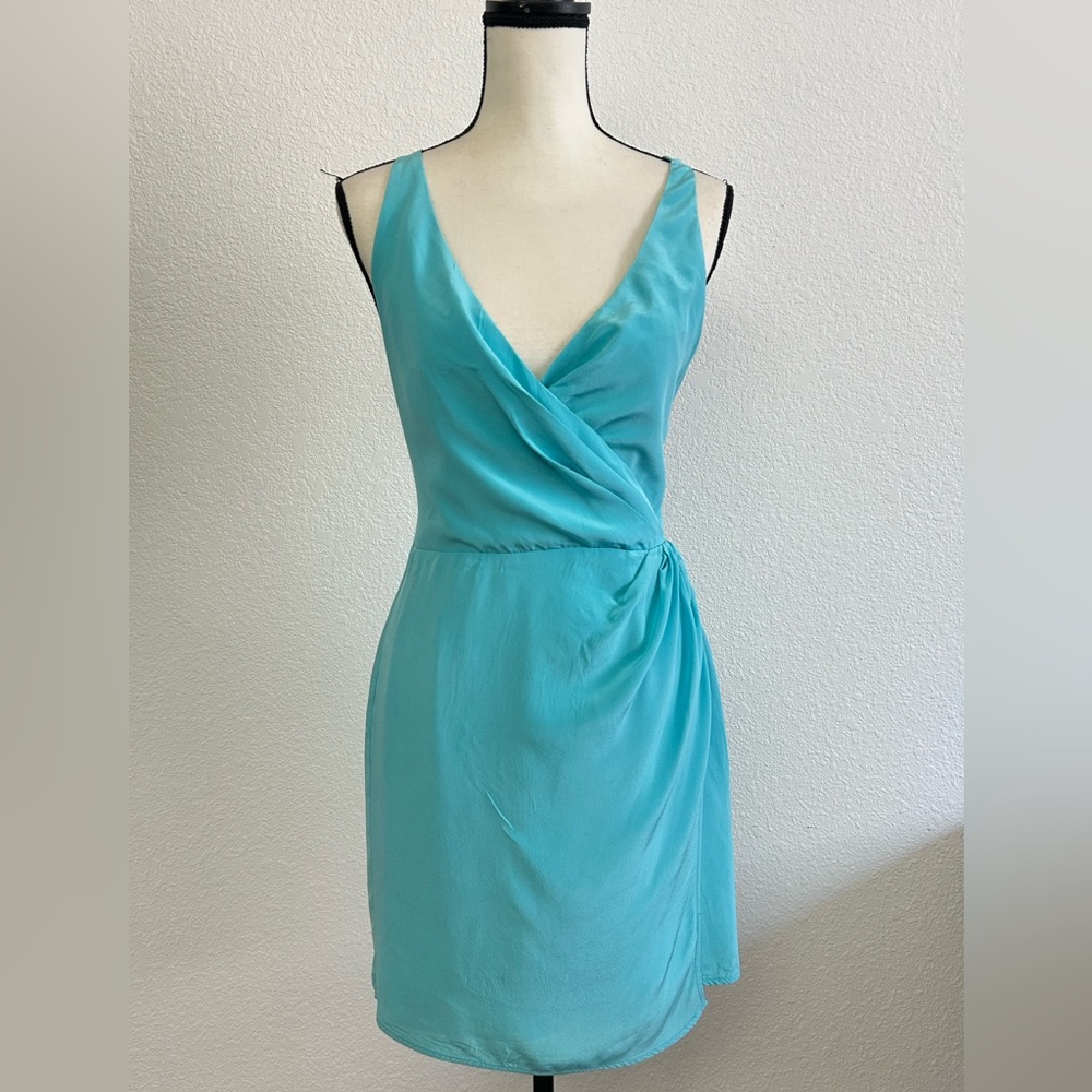 Elegant Turquoise Wrap Dress